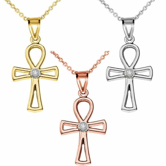 10k Real Gold Egyptian Ankh Cross Necklace